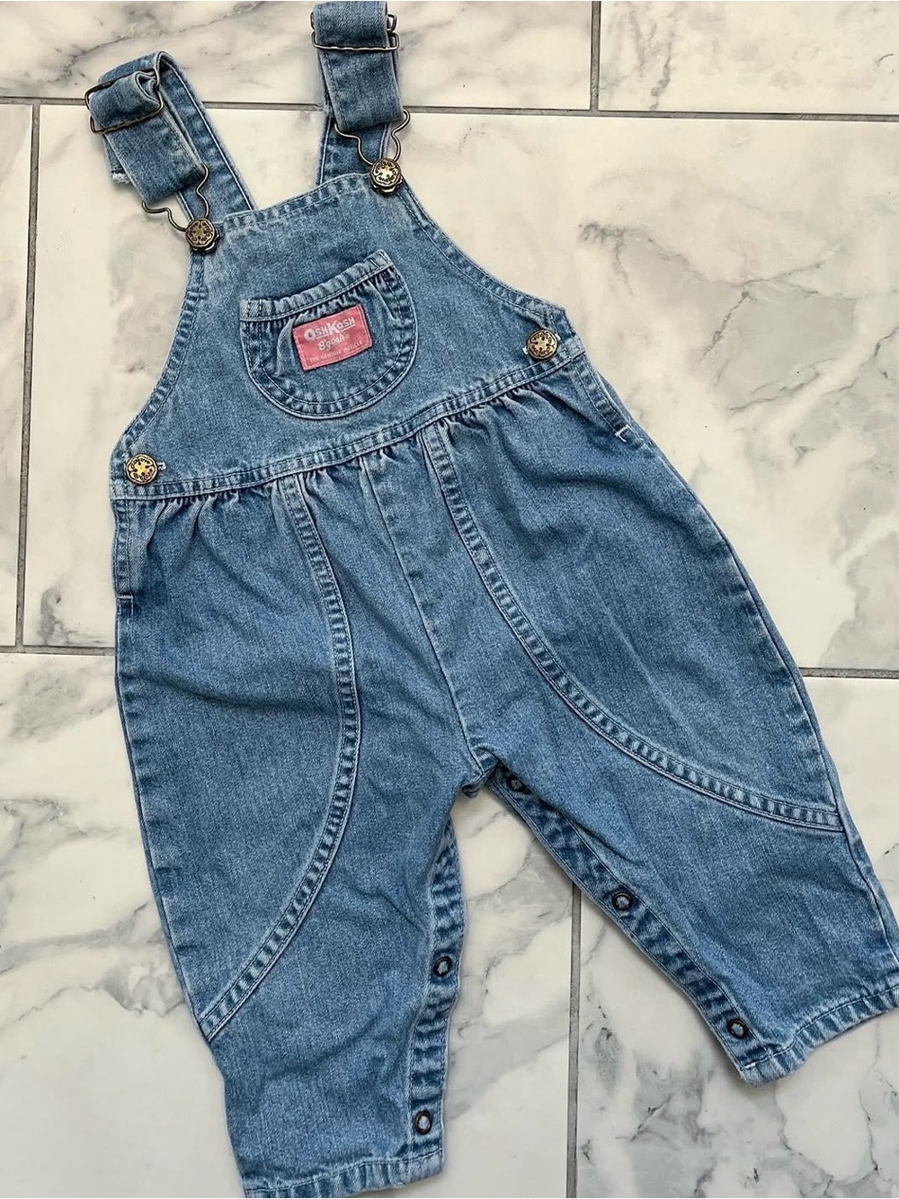 90s OshKosh B'gosh Vintage Denim Overalls in light med Wash Sz 12 months